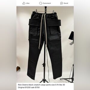 Rick owens black Creatch cargo pants in really good condition